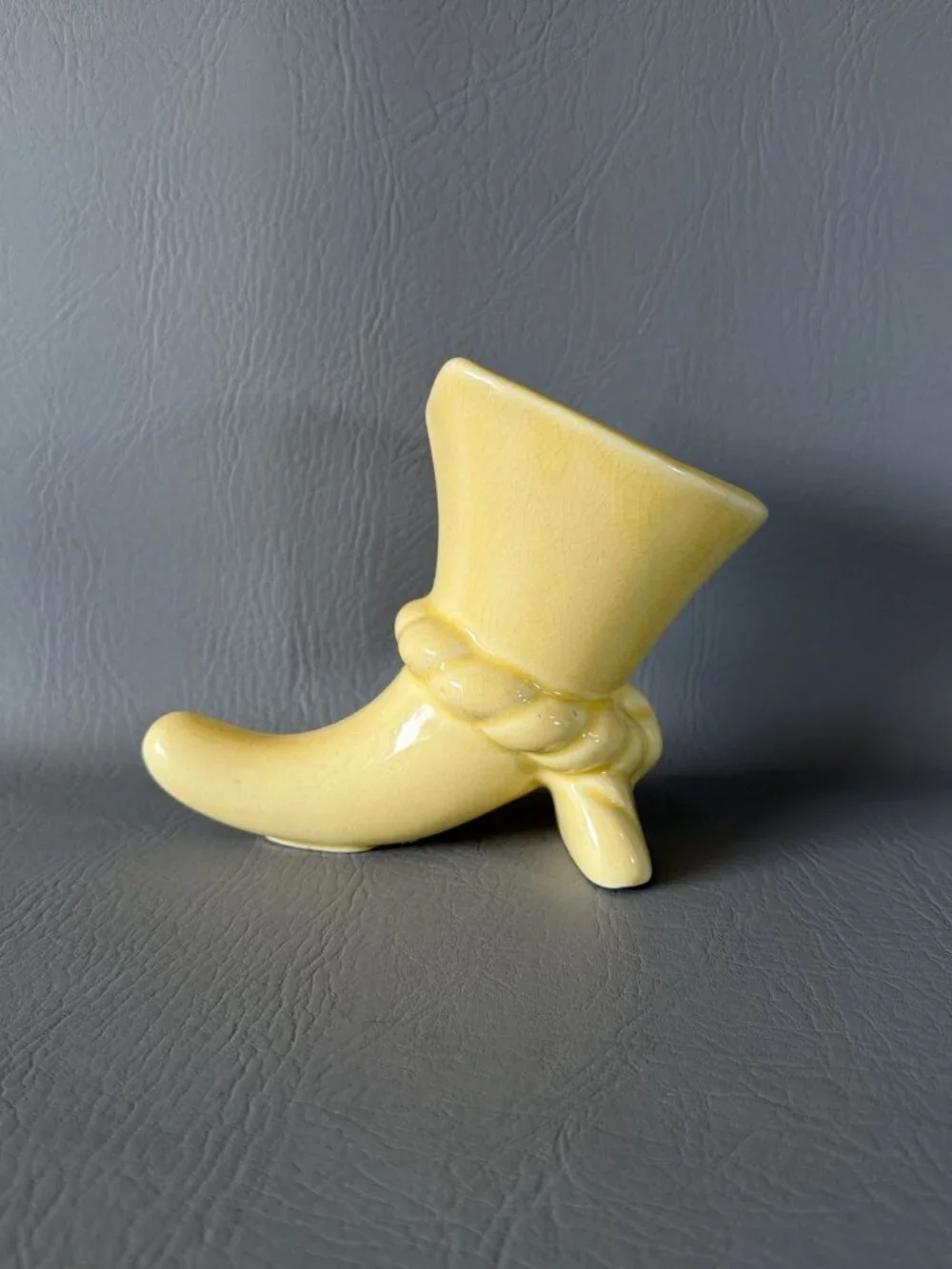 Vintage Yellow Ceramic Cowboy Boot Vase Planter Mid-Century Western Home Decor